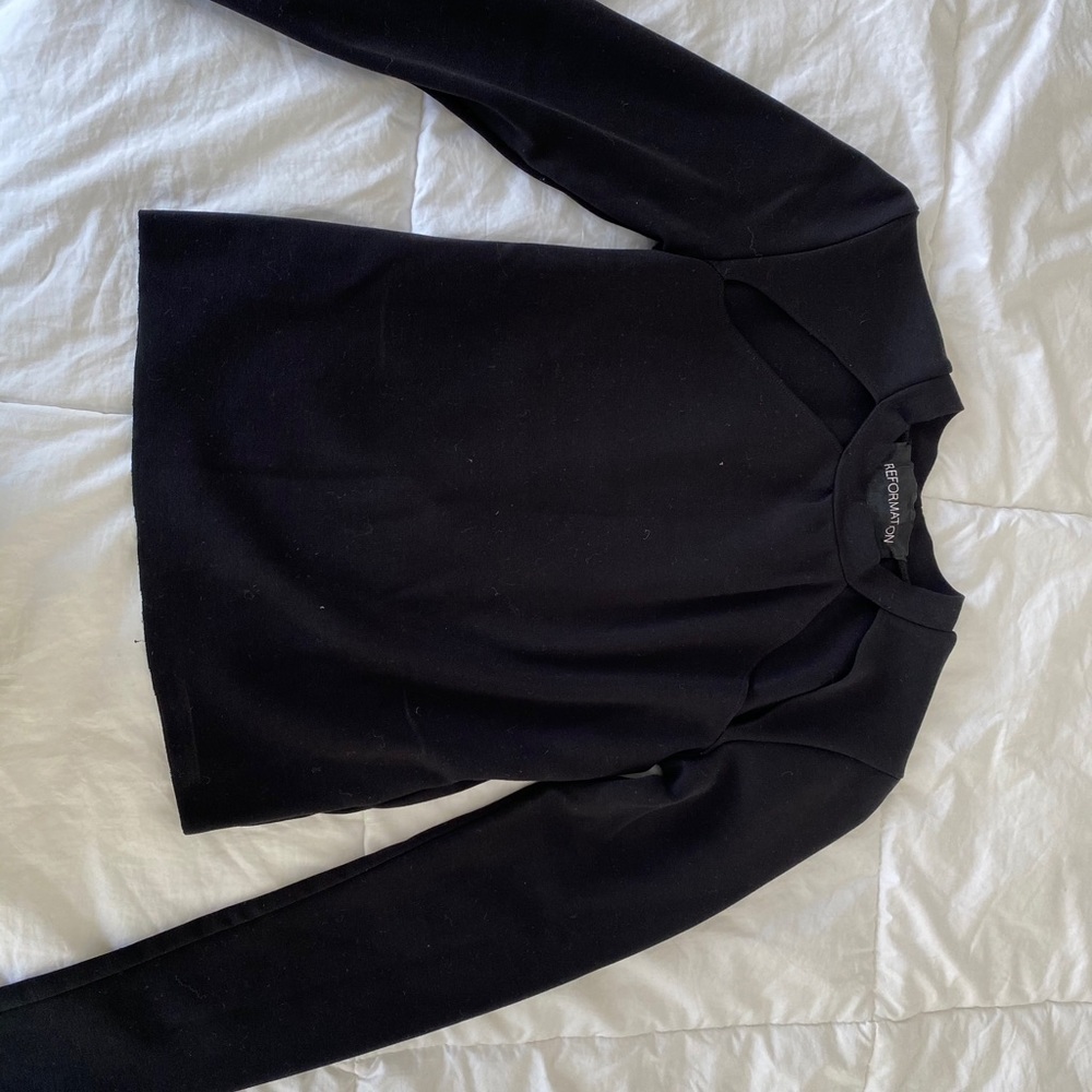 Reformation black cut out top